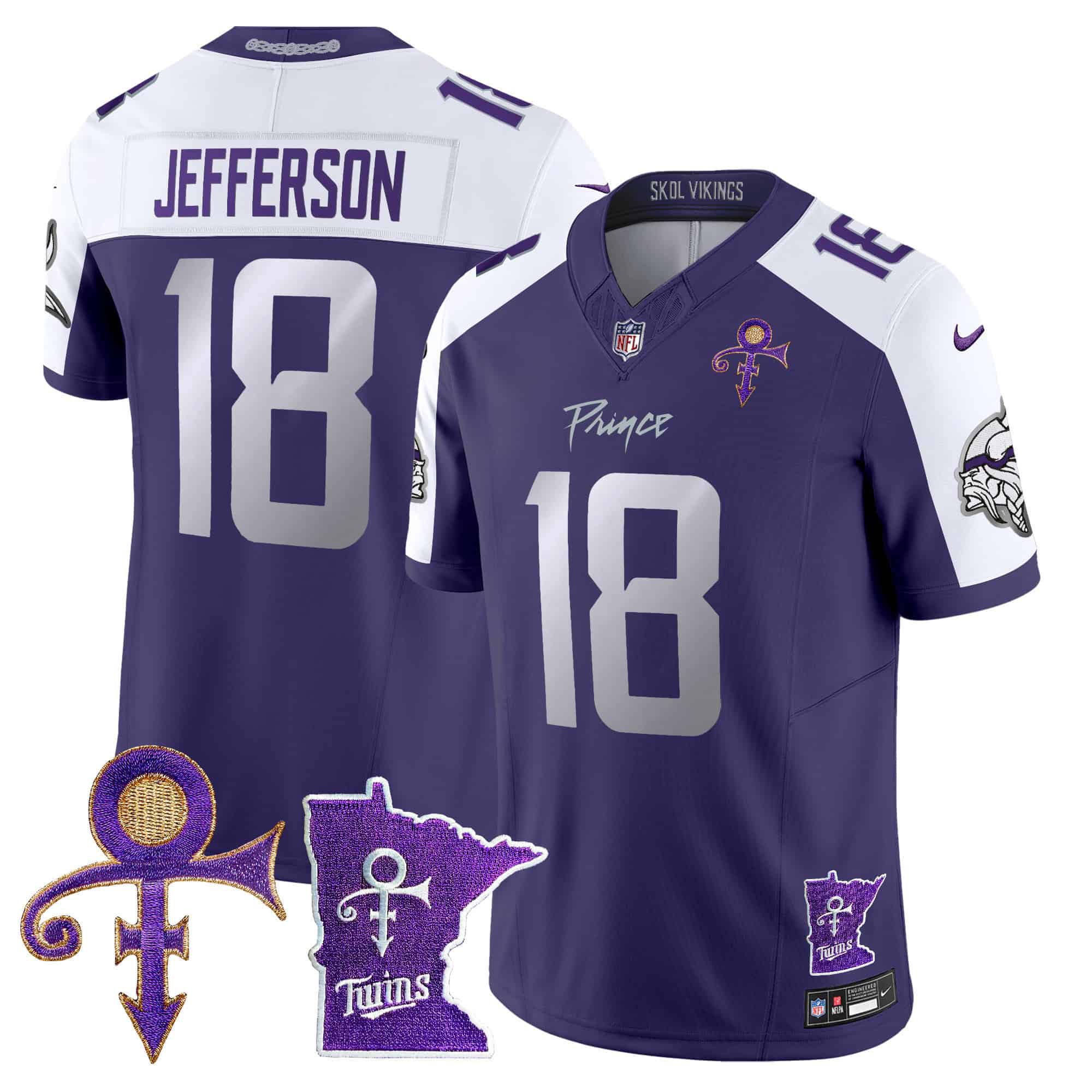 Men Minnesota Vikings 18 Jefferson Purple 2024 Nike Prince Vapor Limited NFL Jersey